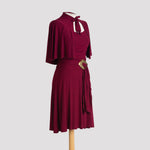 Cape in Burgundy pictured with Audrey Dress